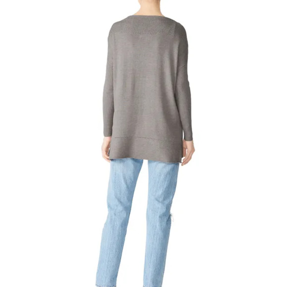 Michael Stars Galvan Sweater Womens Sml Gray Wool Cashmere Long Sleeve Boat Neck - Picture 2 of 11